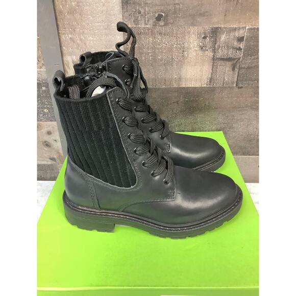 Sam Edelman Kids 12M Black Leather Lydell Mini Combat Boot Lace Up Classy LB13-8 - Picture 3 of 7